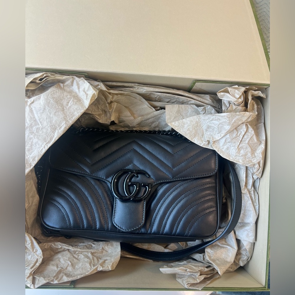 GG Marmont small shoulder bag black on black excellent condition - Picture 13 of 13